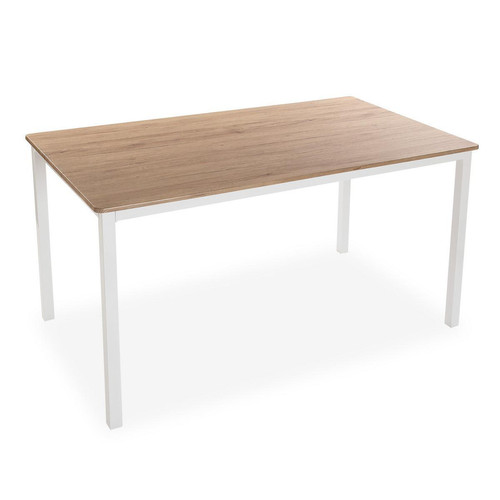 Table Rectangle Marron 140x80cm Pied Blanc