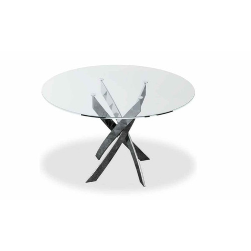 Table Ronde En Verre Pieds Métal CORIX 3S. x Home  - Table en verre design