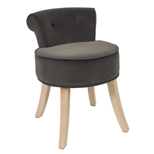 Tabouret ELEONOR Velours Gris 3S. x Home  - Pouf et fauteuil design