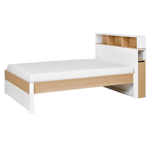 Tête de lit 140 simple avec rangement haut 3S. x Home  - Sommier blanc