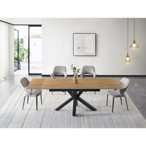 Table de repas plateau céramique MIA Marron  - 3S. x Home - Table a manger bois design