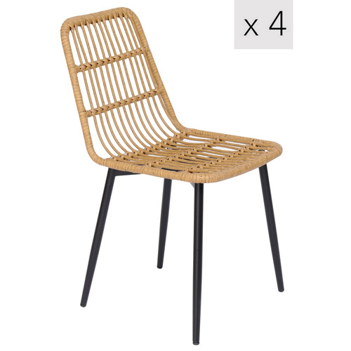 Nordlys - Lot de 4 Chaises en rotin Pieds Metal  3S. x Home  - Chaise marron design