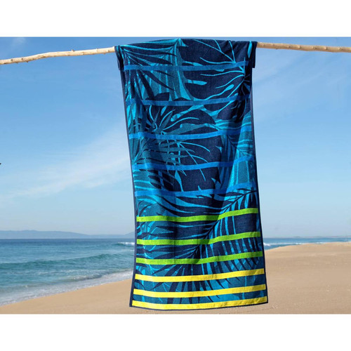 Drap de bain SCLUB bleu en coton becquet  - Fouta serviette de plage