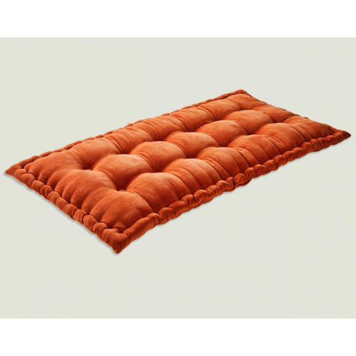 Matelas Futon en velours ras  orange rouille becquet  - Pouf et fauteuil design