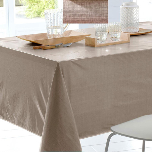Nappe de table plastique au mètre FOLK marron taupe becquet  - Nappes et serviettes