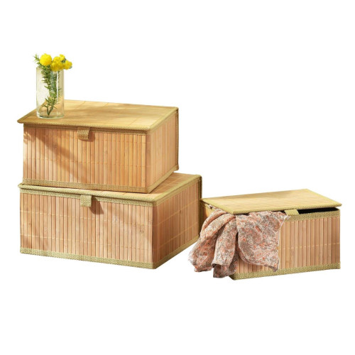 Set de 3 boites en Bambou Naturel NIONO Beige becquet  - Nouveautes deco design