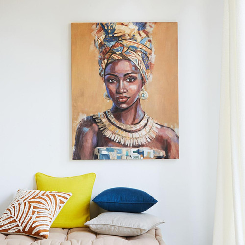 Tableau femme africaine Louga Ocre  becquet  - Tableau design orange