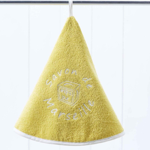 Serviette essuie mains ronde 70cm en coton jaune  - becquet - Deco salle de bain design