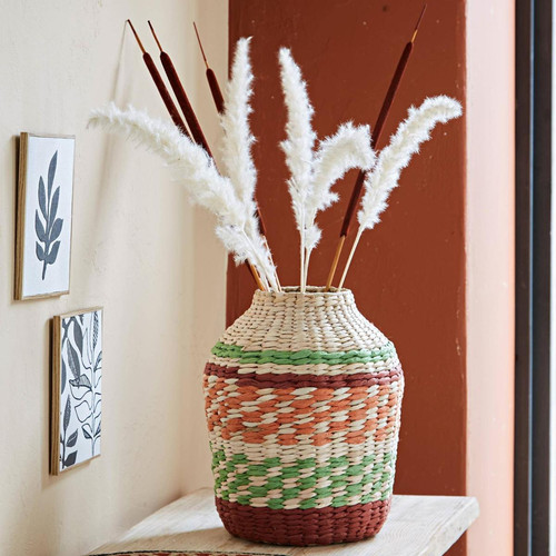 Vase décoratif en jacynthe d'eau tressée VARINO Multicolore becquet  - Vase design