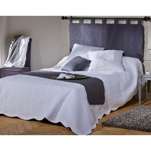 Tête de lit en boutis uni coton - Blancvoir becquet  - Tete de lit blanc