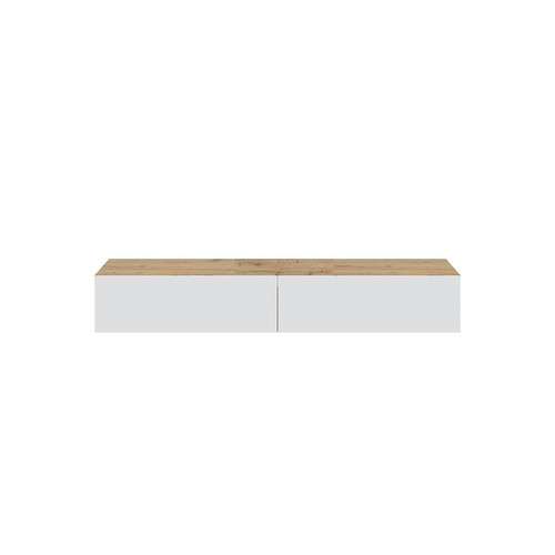 Meuble suspendu 2 abattants et 2 niches de rangement en bois Blanc Fabrication Espagne Calicosy  - Edition Authentique Salon