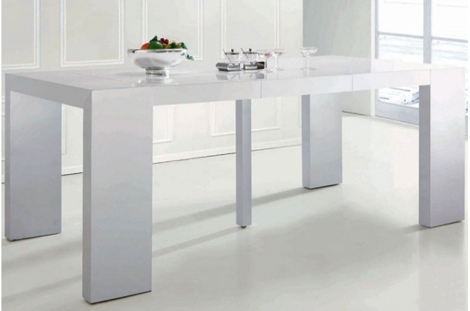 table console extensible blanc laque design