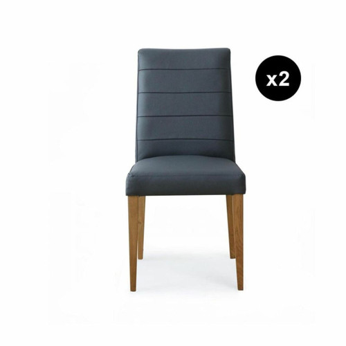 Lot de 2 Chaises avec pieds en bois et assise en Gris Anthracite 3S. x Home  - Chaise design
