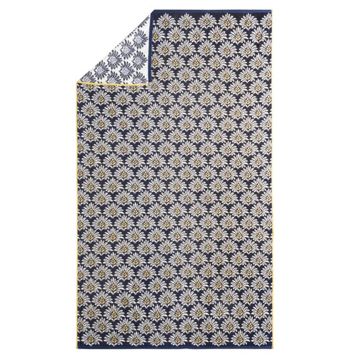 Drap de plage imprimé 100x180 cm Bleu en jacquard de coton MAYA  Essix  - Fouta serviette de plage
