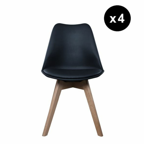 Lot de 4 chaises scandinaves coque rembourée - noir 3S. x Home  - Lot 4 chaises design