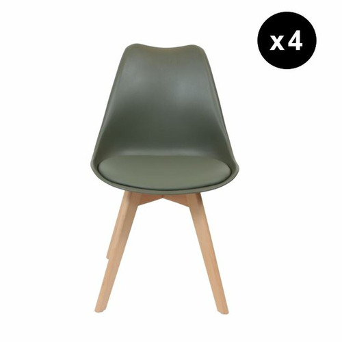 Lot de 4 chaises scandinaves coque rembourée - kaki 3S. x Home  - Lot 4 chaises design