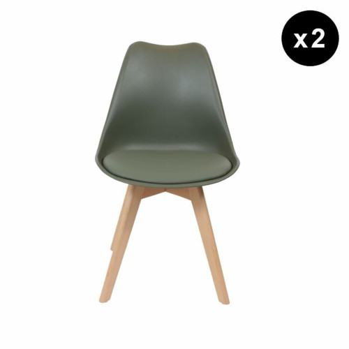 Lot de 2 chaises scandinaves coque rembourée - kaki 3S. x Home  - Chaise design