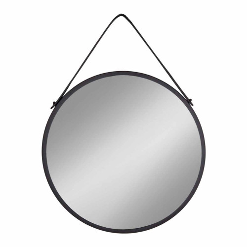 Miroir TRAPANI - Cadre en Acier Noir Et Sangle d60 cm House Nordic  - Miroir design