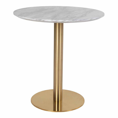 Table A Manger BOLZANO - Plateau Aspect Marbre Et Base Aspect Laiton House Nordic  - Table design