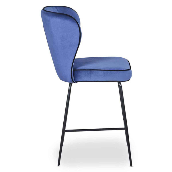 Chaise de bar ELSA Velours Bleu