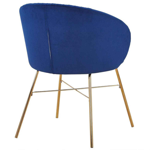 Chaise MARTI Velours Bleu Pieds Or