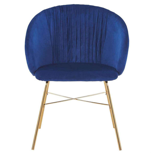 Chaise MARTI Velours Bleu Pieds Or 3S. x Home  - Chaise velours design
