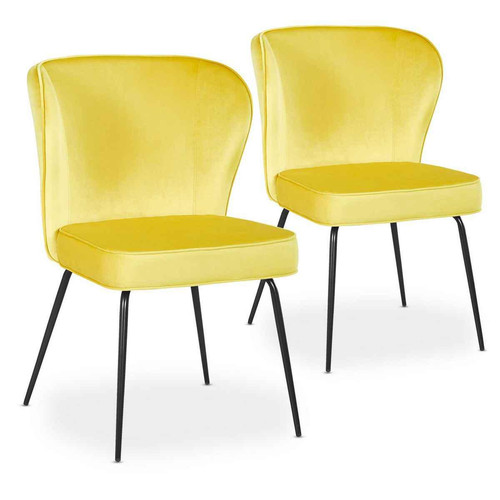 Lot De 2 Chaises ELSA Velours Jaune 3S. x Home  - Chaise jaune design