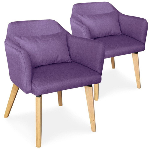 Lot de 2 Fauteuils Scandinaves Violets LAYAL 3S. x Home  - Pouf et fauteuil design