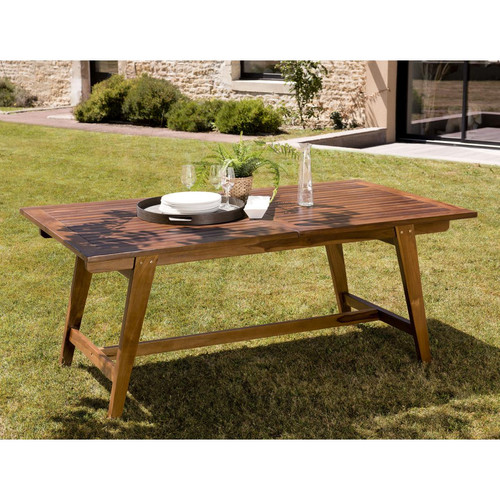 Table de jardin HANNA 8/10 personnes - rectangulaire scandi extensible 180/240x100cm en bois teck huilé Macabane  - Macabane jardin meuble deco