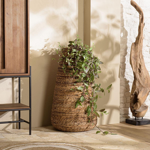 Cache pot grand modèle en tissage d'abaca naturel ALIDA Macabane  - Vase design