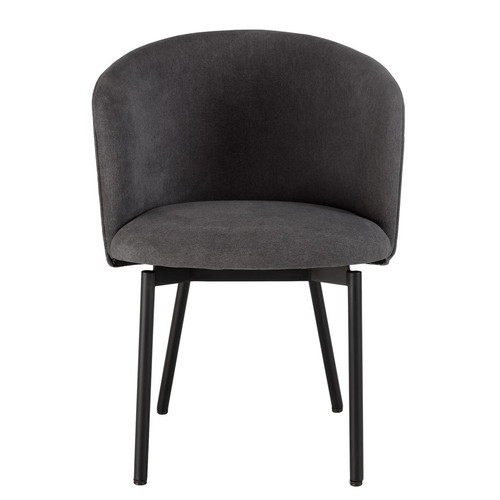 Chaise en velours gris anthracite pieds métal noir ALMA Macabane  - Chaise design