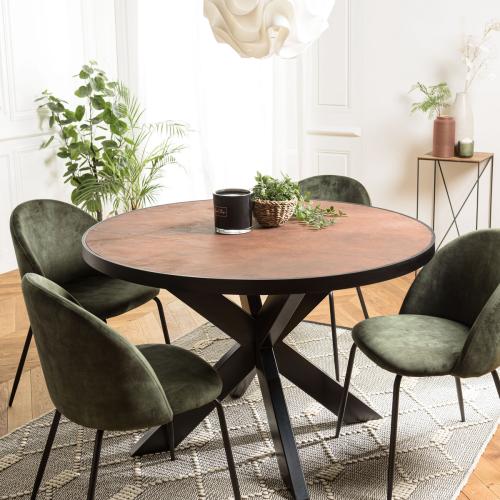 Table à manger ronde couleur rouille et effet pierre BASILE Macabane  - Table a manger design
