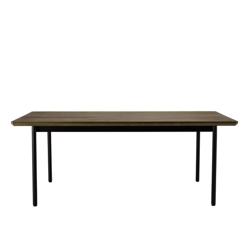 Table à manger rectang. marron foncé 200x100cm pieds métal noir ALMA - Macabane - Table a manger rectangulaire