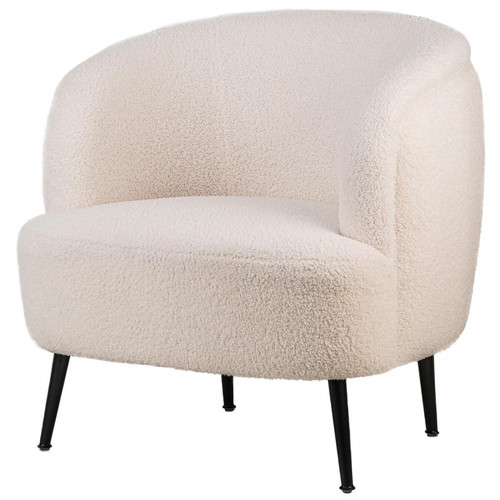 Fauteuil de salon design scandinave blanc et pieds metal Nordlys  - Pouf et fauteuil design