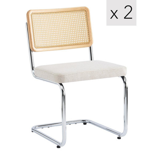 Lot de 2 chaises industrielles beige métal cannage rotin Nordlys  - Chaise design