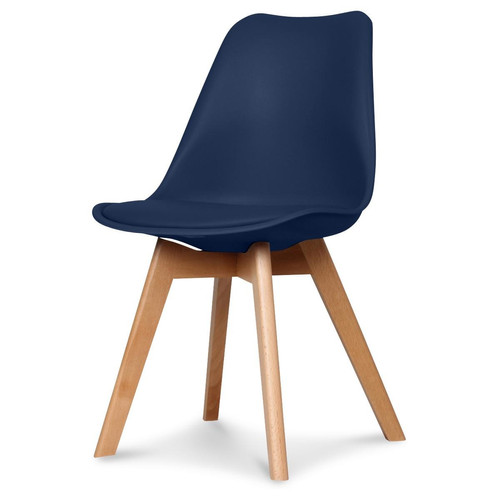 Chaise Design Style Scandinave Bleu Marine ESBEN DeclikDeco  - Chaise resine design