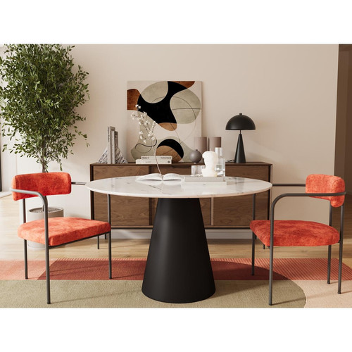 Chaise de salle à manger tapissée avec accoudoirs en velours BARBARA ocre POTIRON PARIS  - Chaise orange design