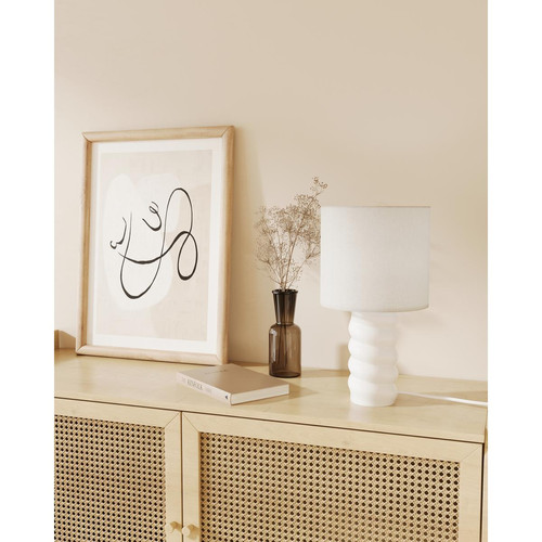 Lampe à poser en céramique et tissu MONTAIGNE blanc crème - POTIRON PARIS - Lampe tissu design