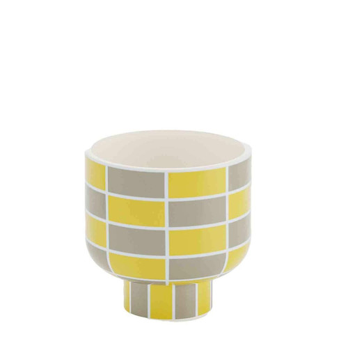 Vase rond céramique motifs damiers jaune VERSAILLES POTIRON PARIS  - Vase ceramique design