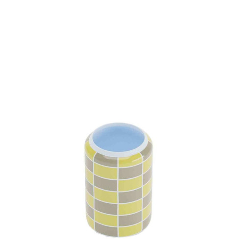 Vase cylindrique à damier céramique jaune MACAO POTIRON PARIS  - Vase ceramique design