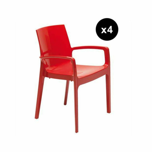 Lot de 4 Chaises Design Rouge Genes 3S. x Home  - Chaise rouge design