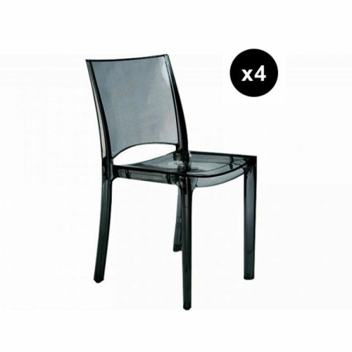 Lot de 4 Chaises Design Gris Transp. Crystal Nilo 3S. x Home  - Lot 4 chaises design