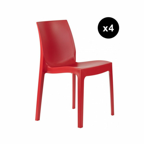 Lot de 4 Chaises Design Rouge Istanbul 3S. x Home  - Chaise rouge design