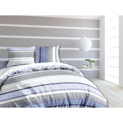 Parure de lit 240 x 220 cm GRAPHO Bleue - Une nuit douce - Une nuit douce meuble deco