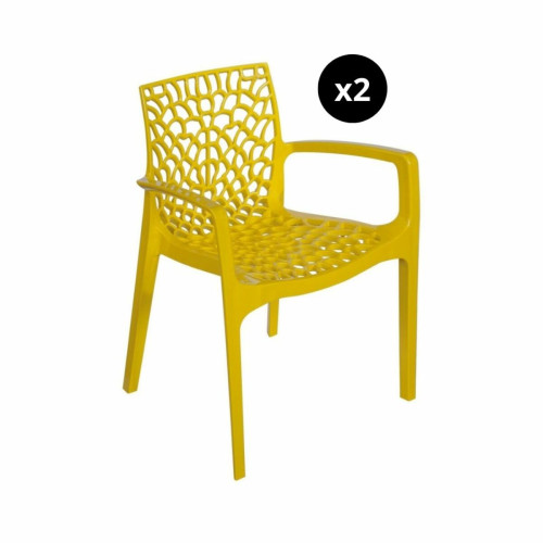 Lot de 2 Chaises Design Jaune Avec Accoudoirs Gruyer 3S. x Home  - Chaise jaune design