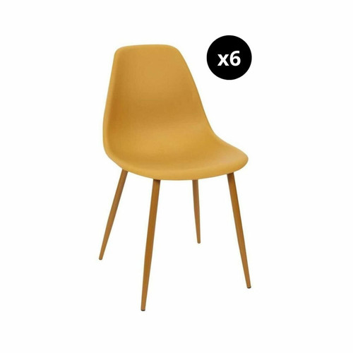 Lot de 6 Chaises Scandinave Pieds Métal Jaune MILA 3S. x Home  - Chaise jaune design