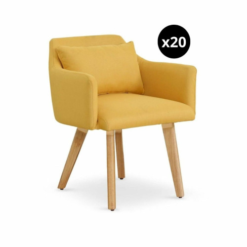 Lot de 20 chaises / fauteuils scandinaves Gybson Tissu Jaune 3S. x Home  - Chaise jaune design