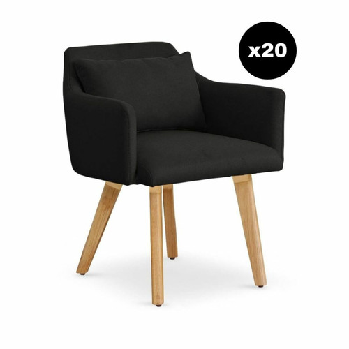 Lot de 20 chaises / fauteuils scandinaves Gybson Tissu Noir
