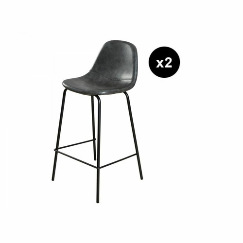 Lot de 2 chaises de bar ANITA - Macabane - Tabouret de bar noir design
