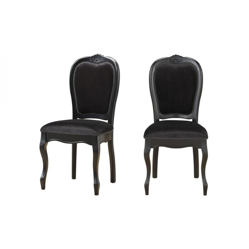 Lot de 2 chaises médaillon noires en tissu ALTESSE - Promos salle a manger